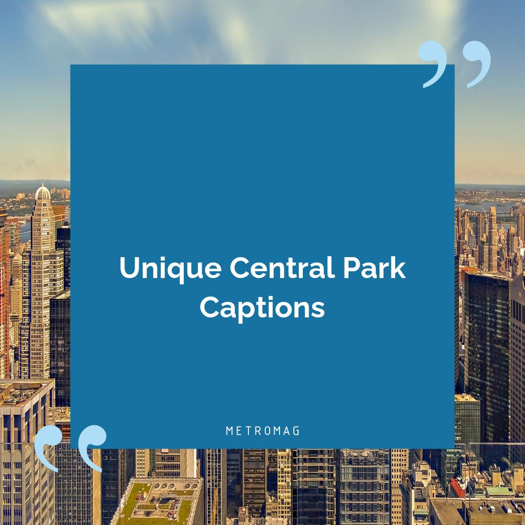 Unique Central Park Captions