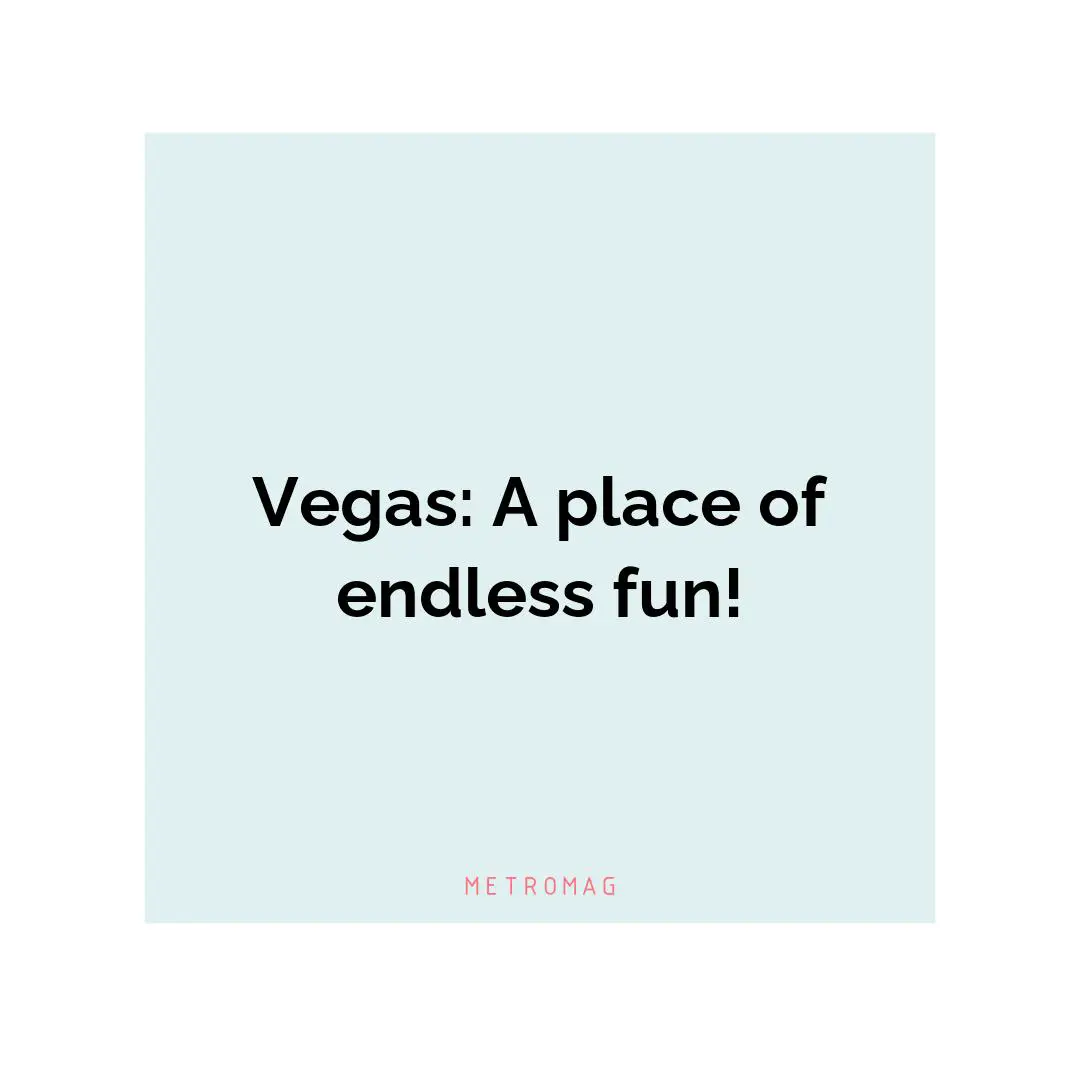 Vegas: A place of endless fun!