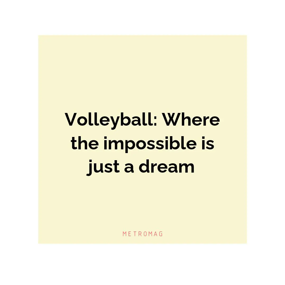 Volleyball: Where the impossible is just a dream