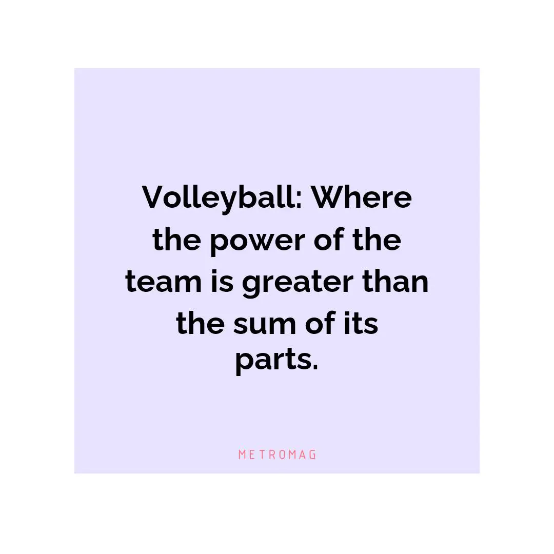 Volleyball: Where the power of the team is greater than the sum of its parts.