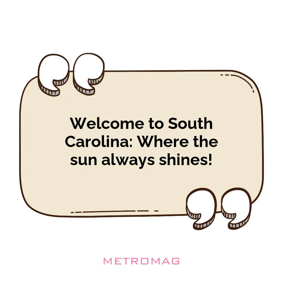 Welcome to South Carolina: Where the sun always shines!