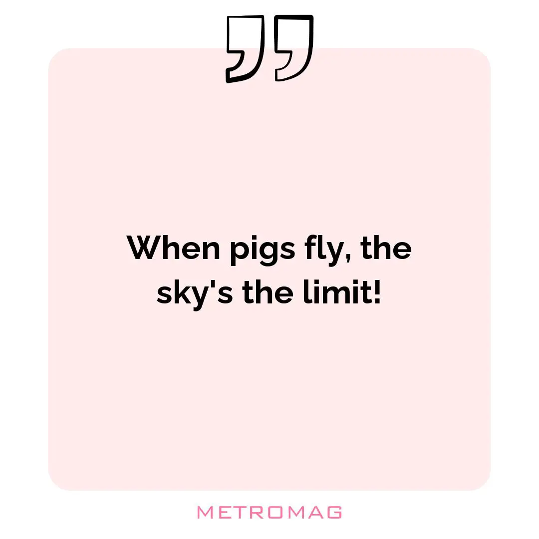 When pigs fly, the sky's the limit!