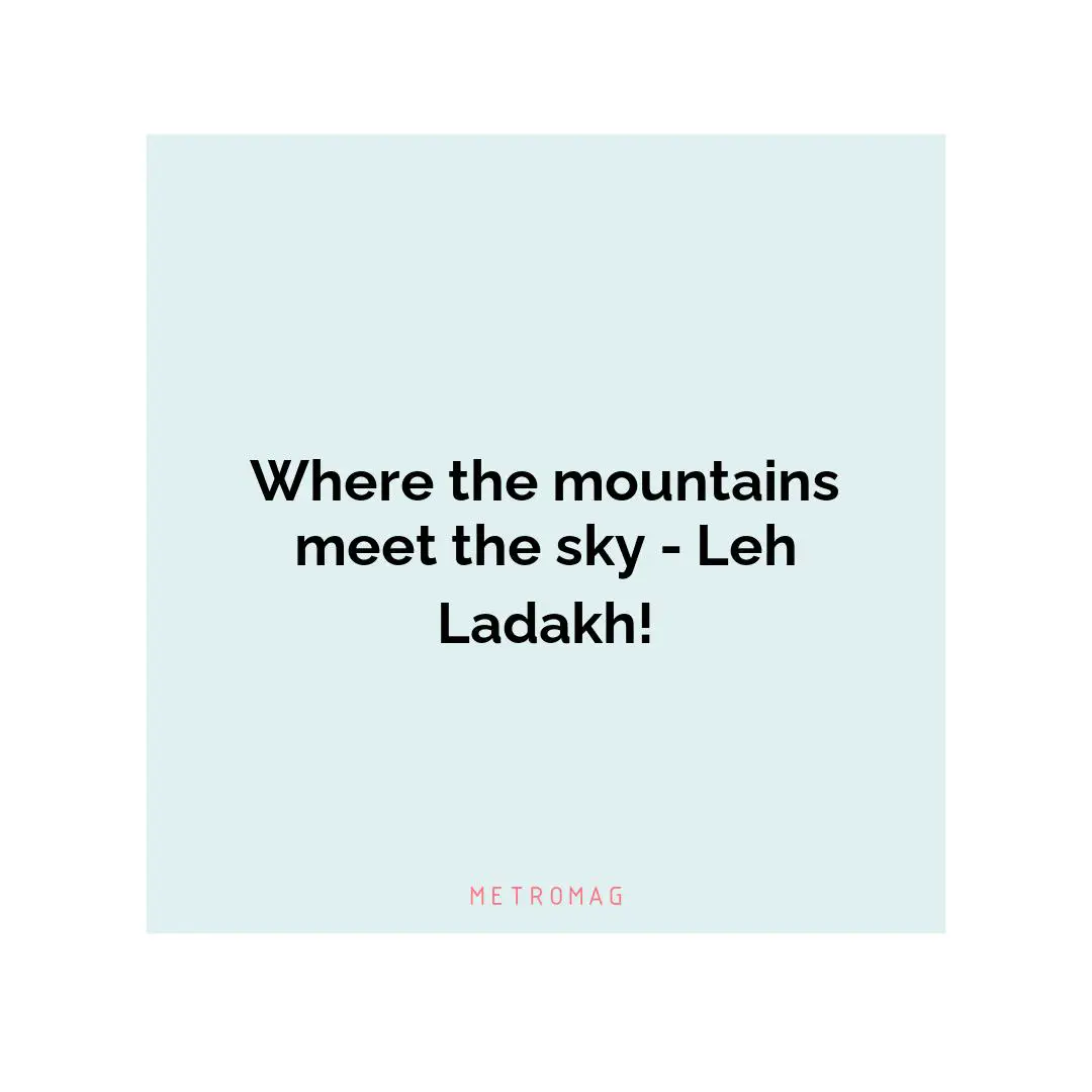 Where the mountains meet the sky - Leh Ladakh!