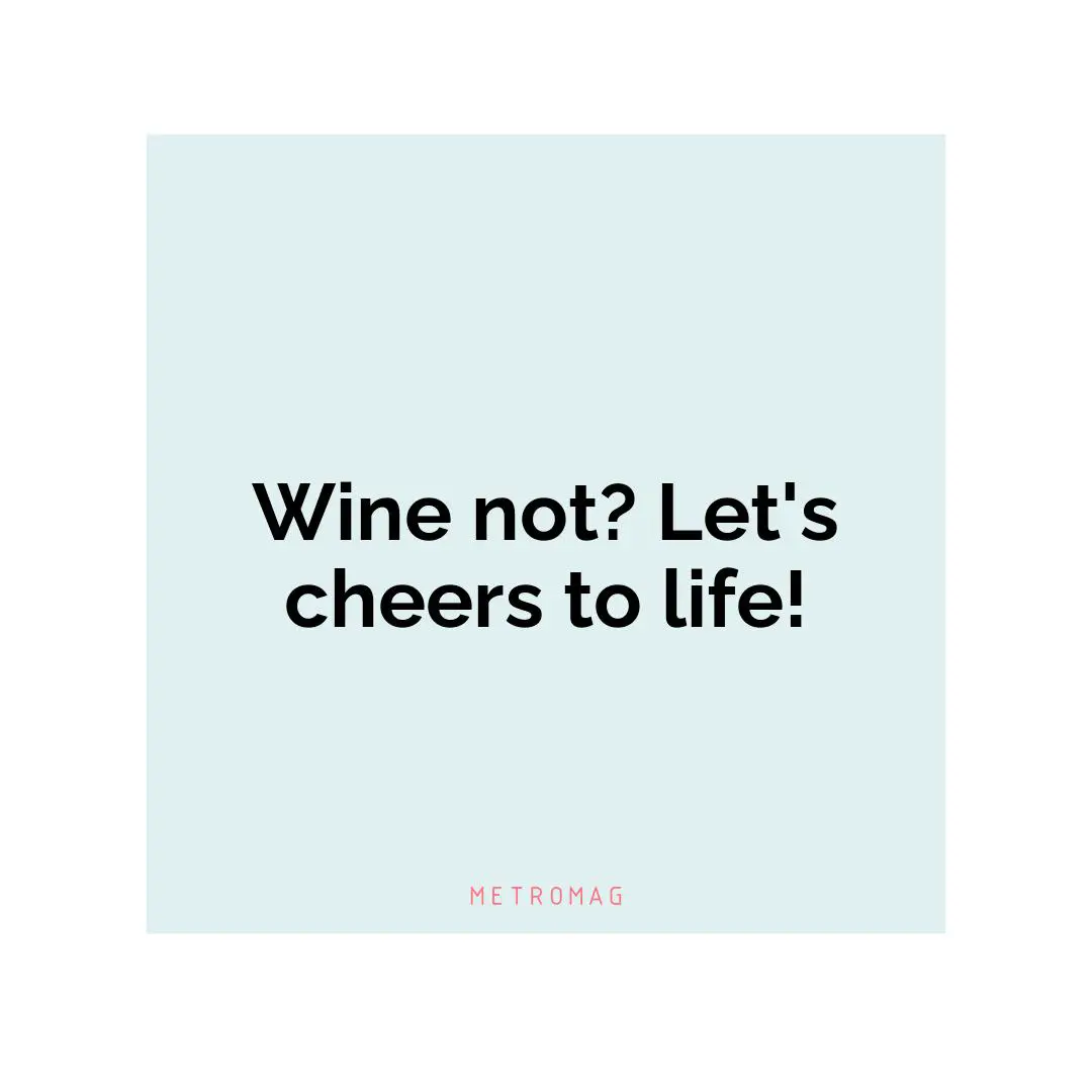 Wine not? Let's cheers to life!