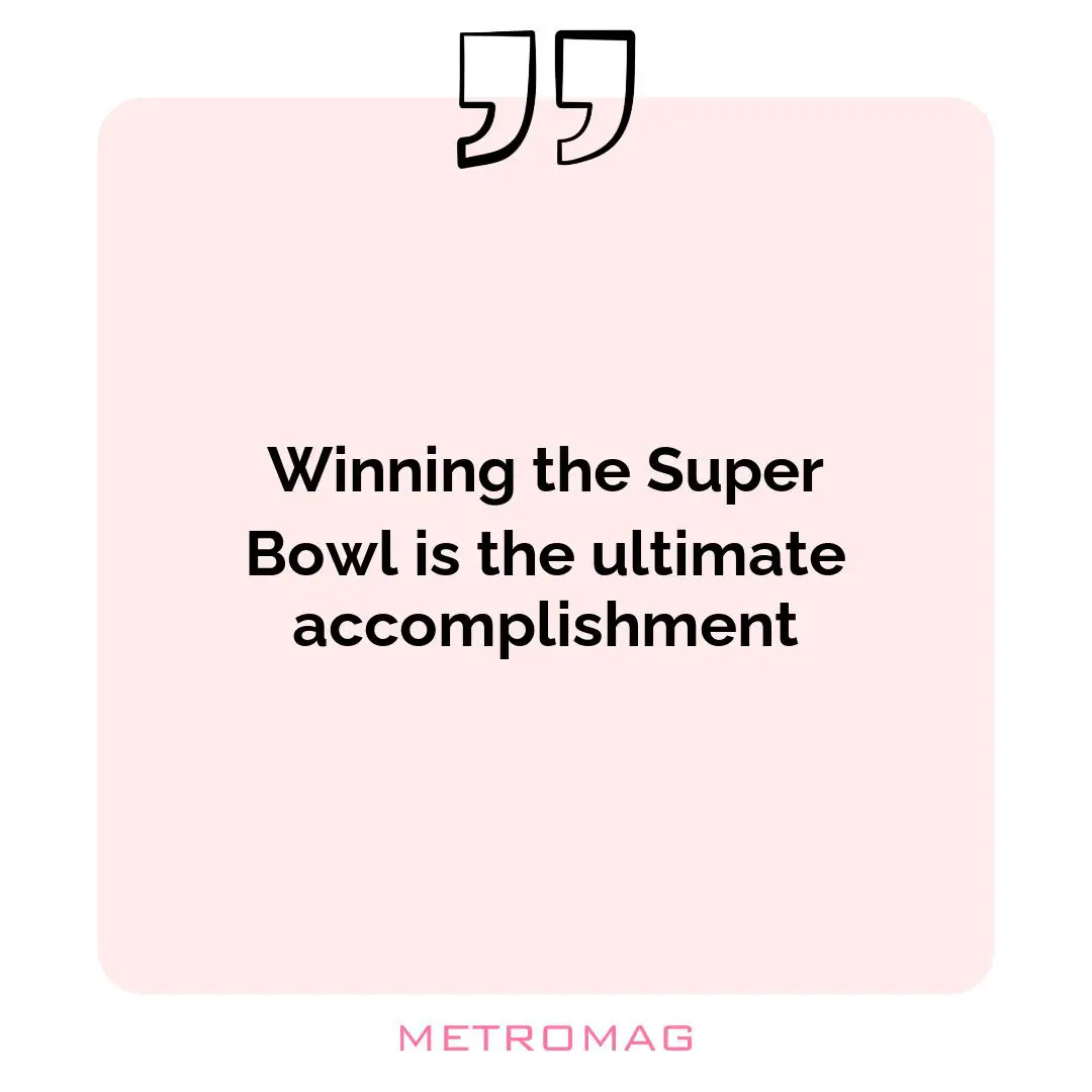 Winning the Super Bowl is the ultimate accomplishment