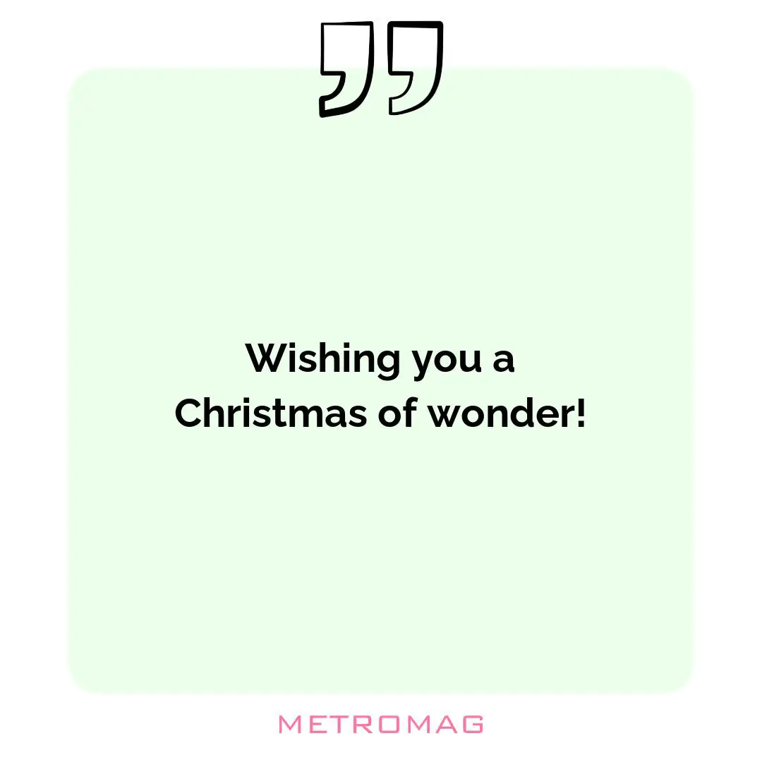 Wishing you a Christmas of wonder!