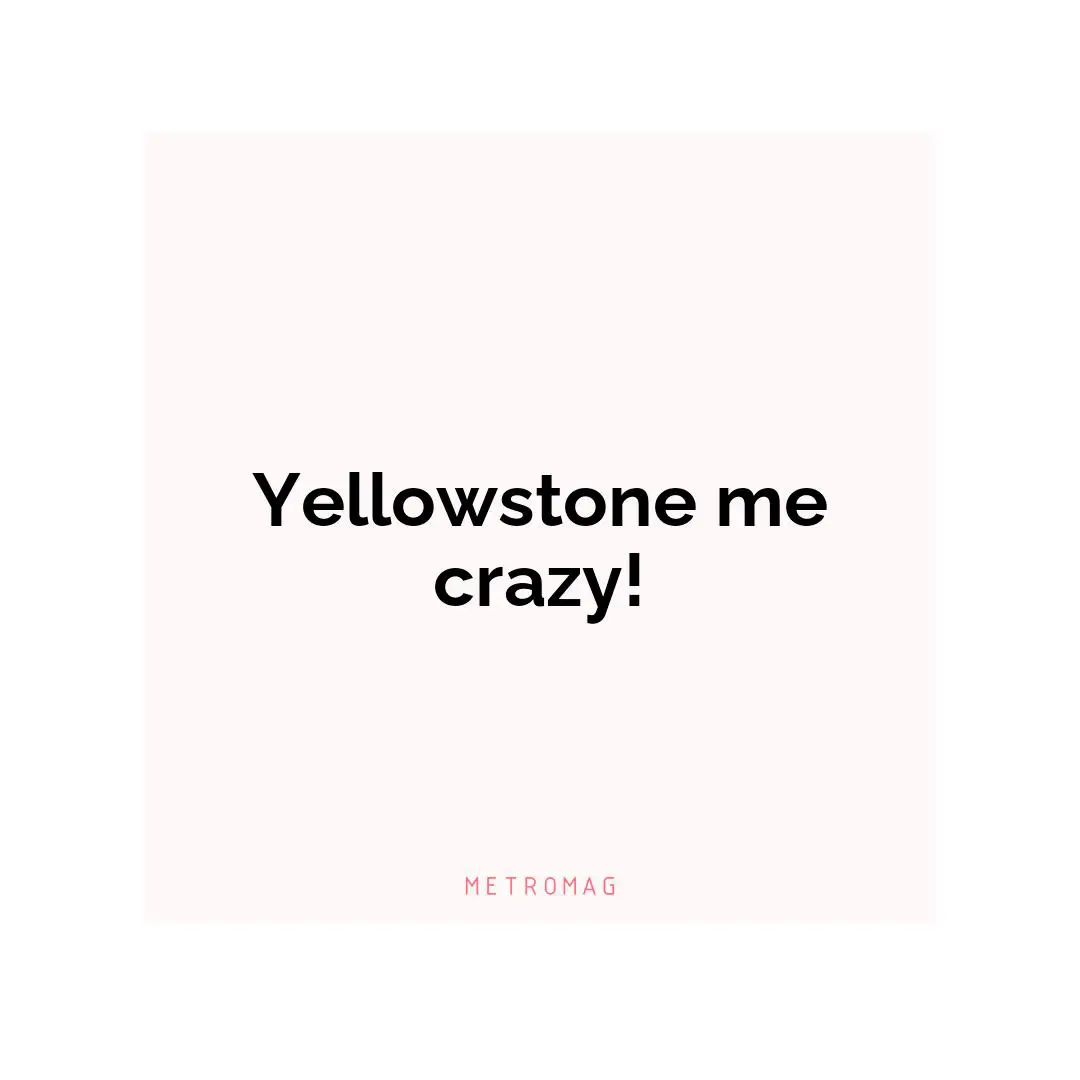 Yellowstone me crazy!