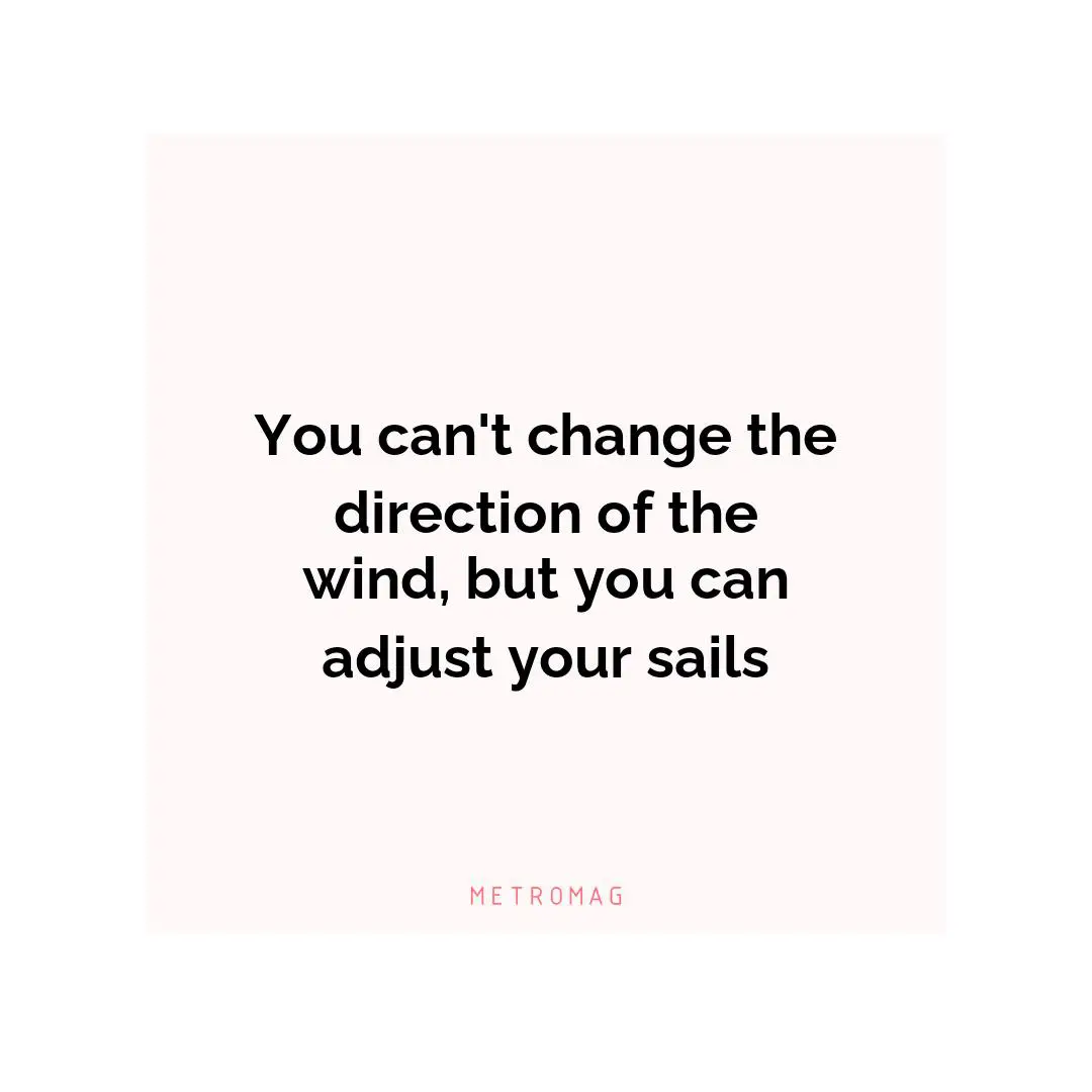 You can't change the direction of the wind, but you can adjust your sails