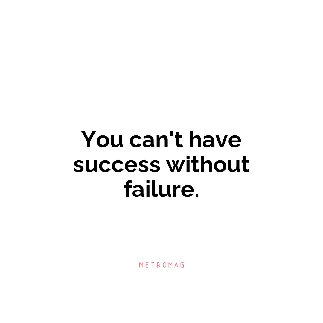 You can't have success without failure.