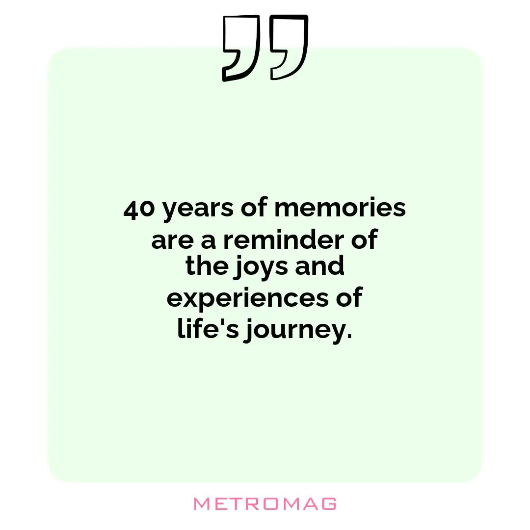 40 years of memories are a reminder of the joys and experiences of life's journey.