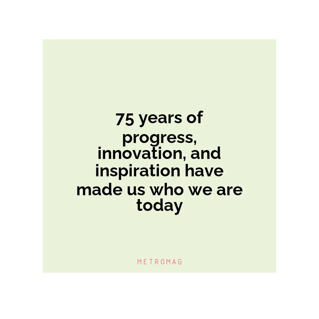 75 years of progress, innovation, and inspiration have made us who we are today