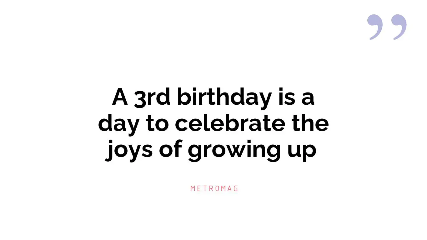 A 3rd birthday is a day to celebrate the joys of growing up