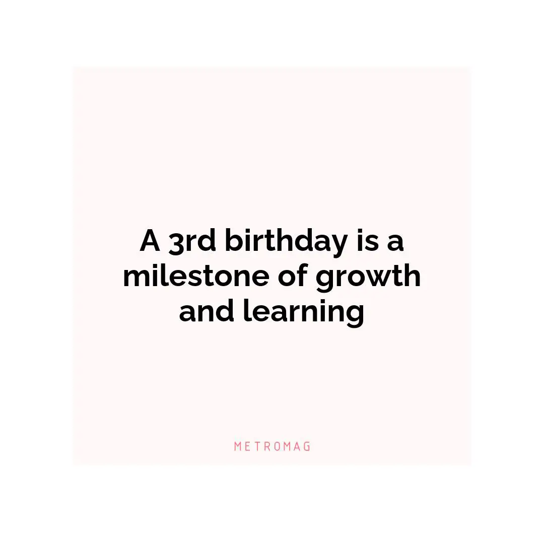 A 3rd birthday is a milestone of growth and learning