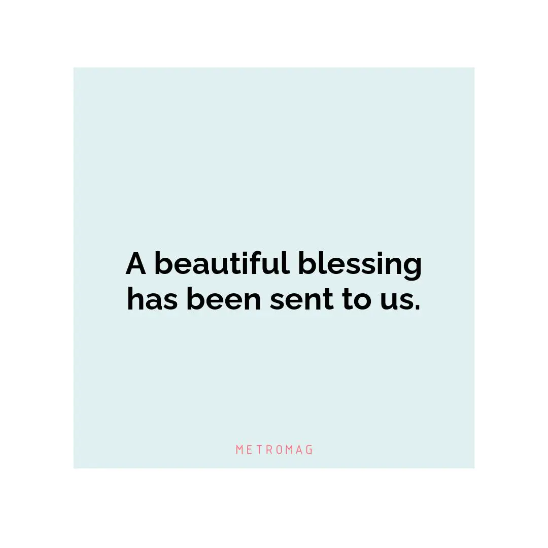 A beautiful blessing has been sent to us.