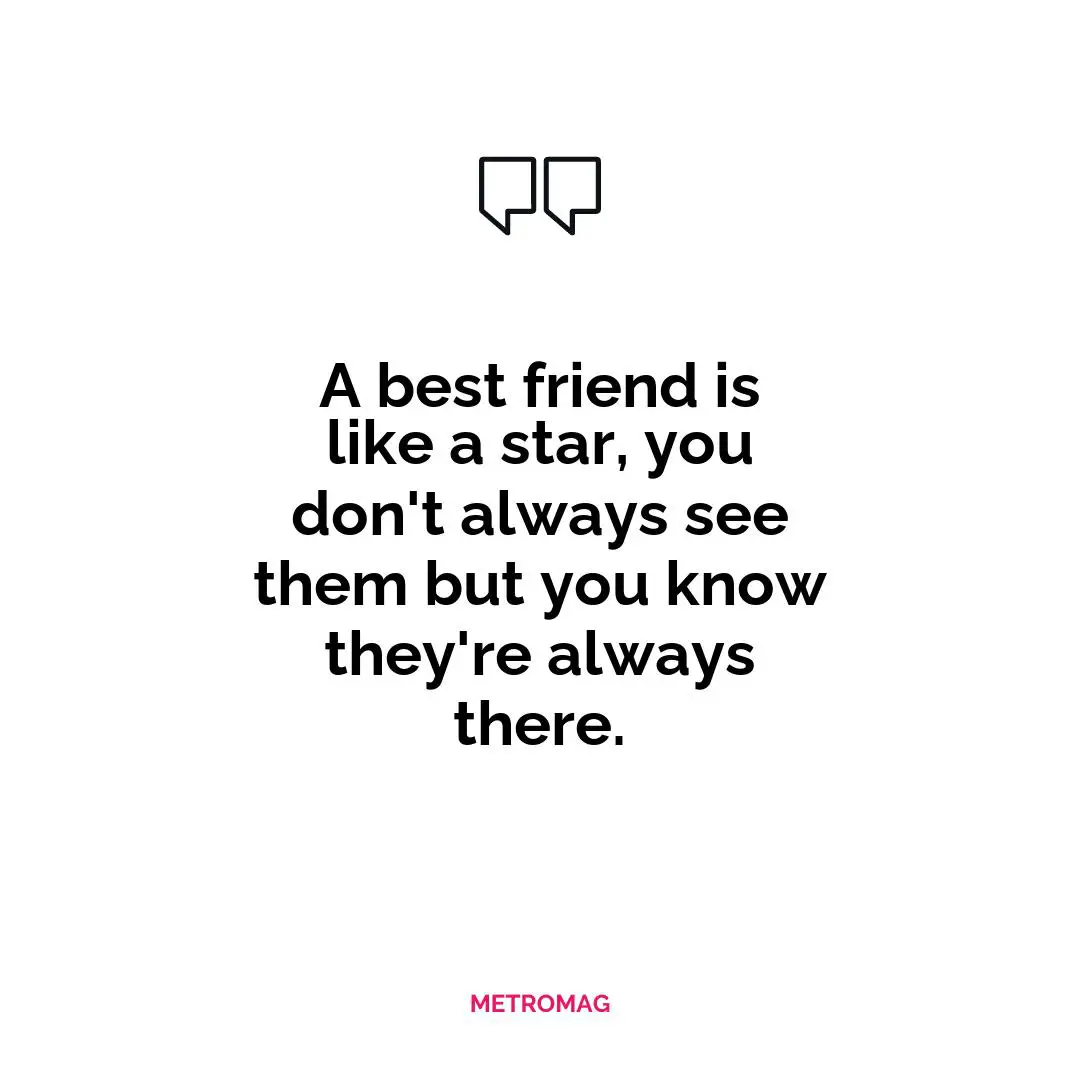 A best friend is like a star, you don't always see them but you know they're always there.