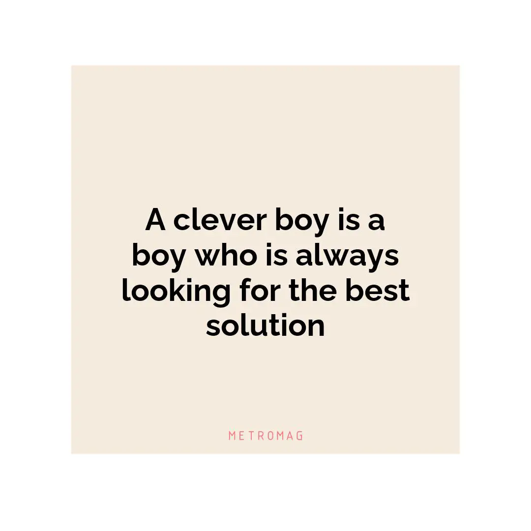 A clever boy is a boy who is always looking for the best solution