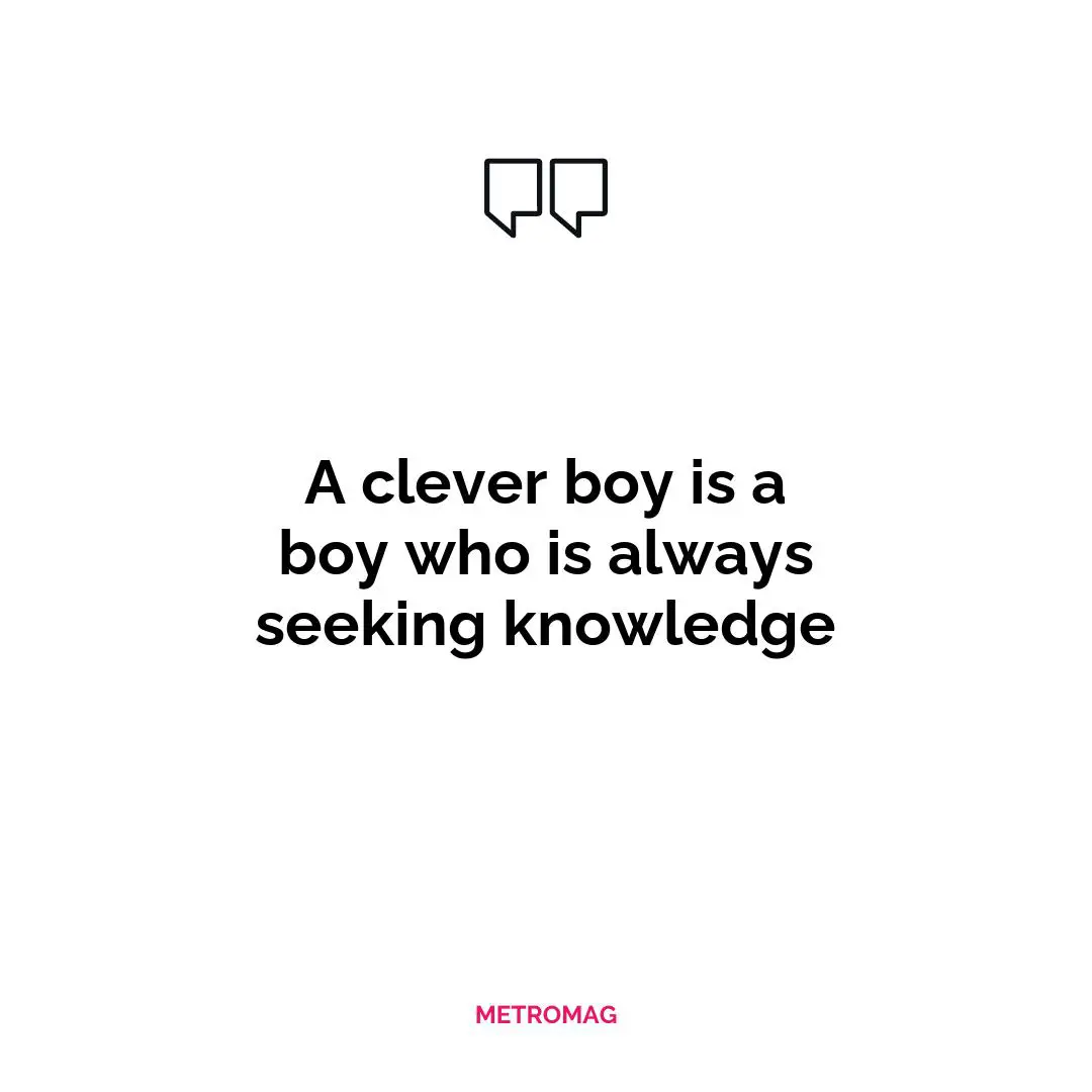 A clever boy is a boy who is always seeking knowledge