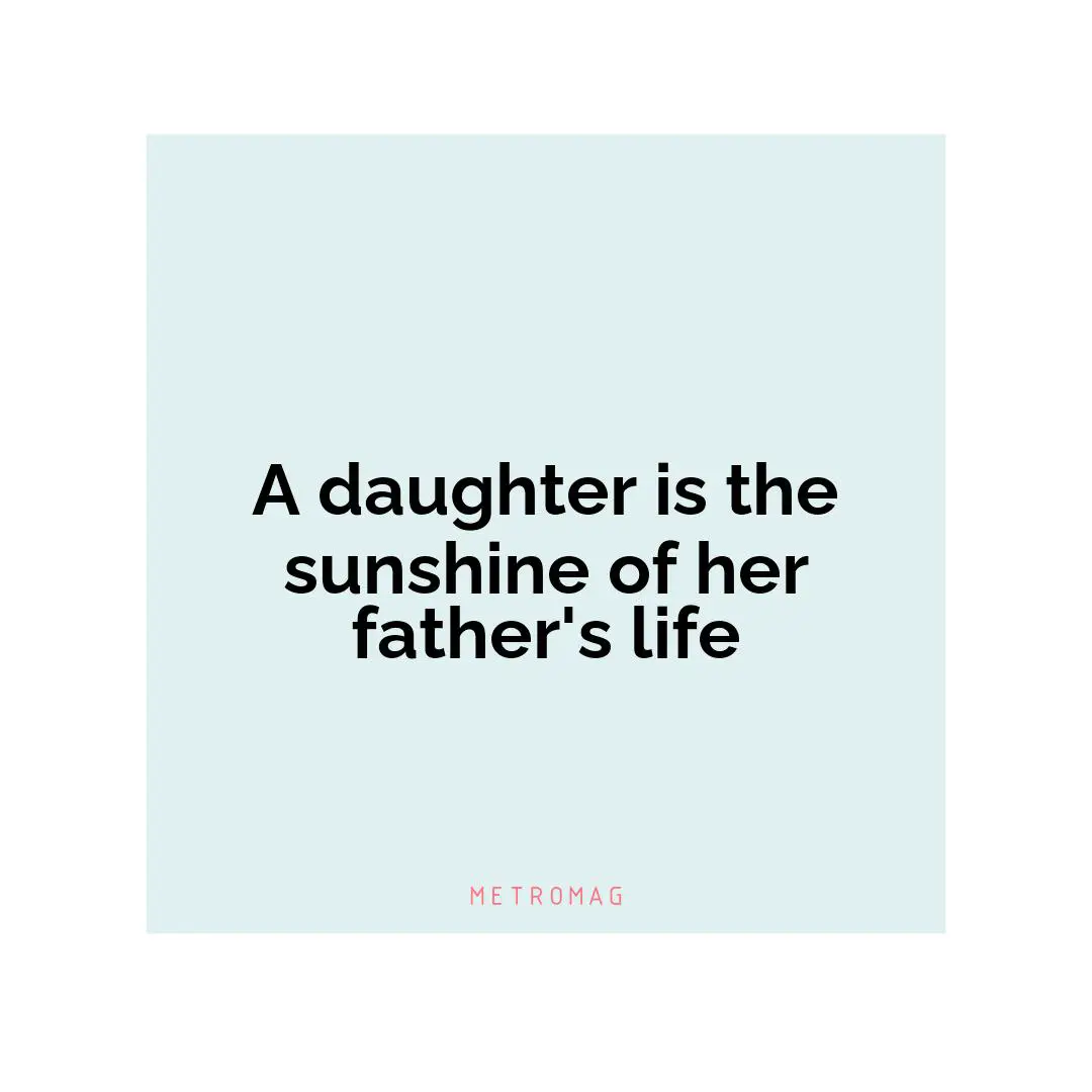 A daughter is the sunshine of her father's life