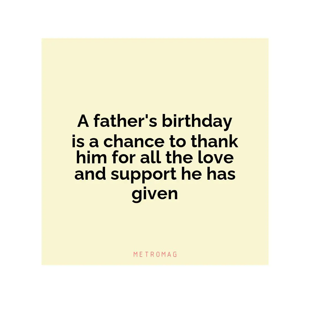 A father's birthday is a chance to thank him for all the love and support he has given