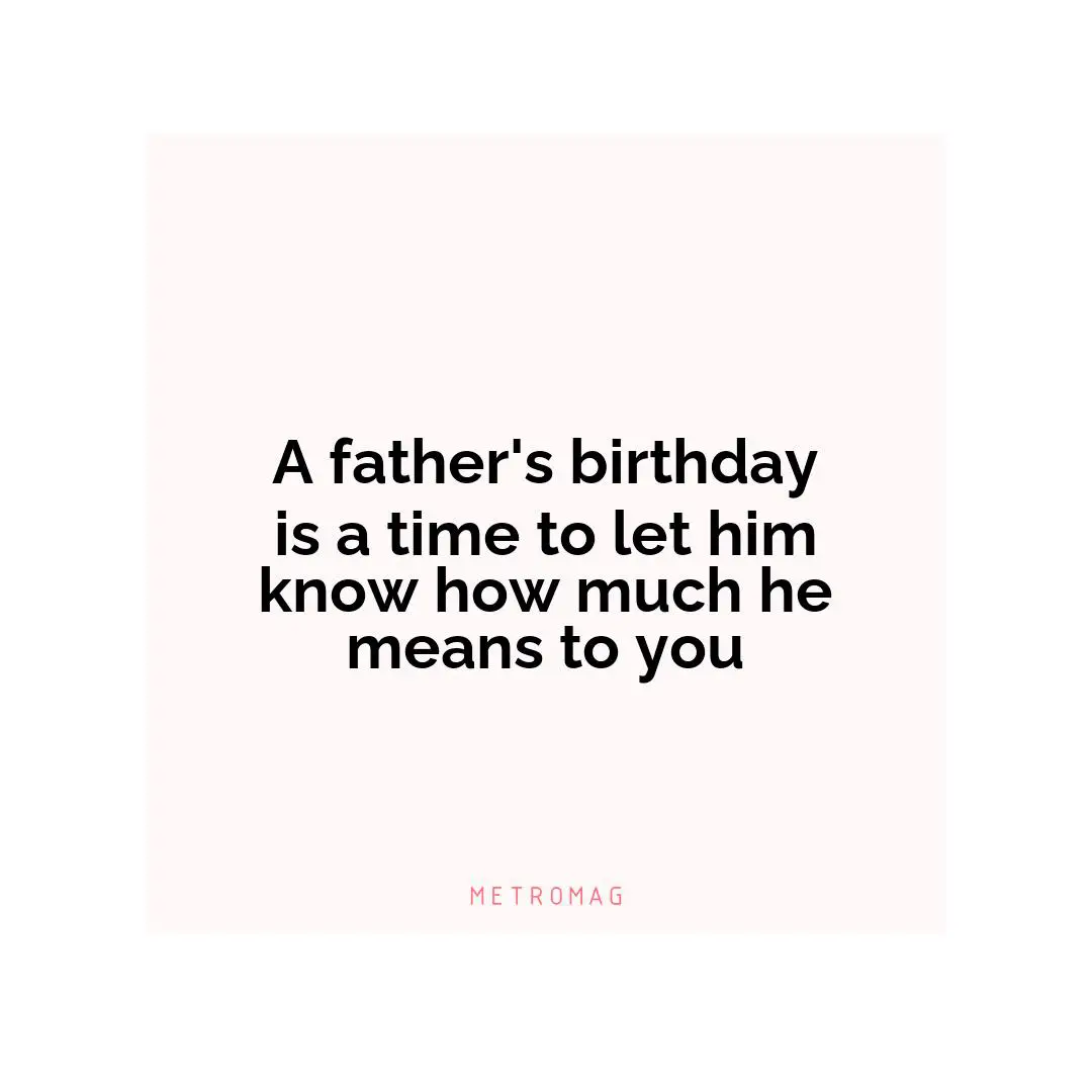 A father's birthday is a time to let him know how much he means to you