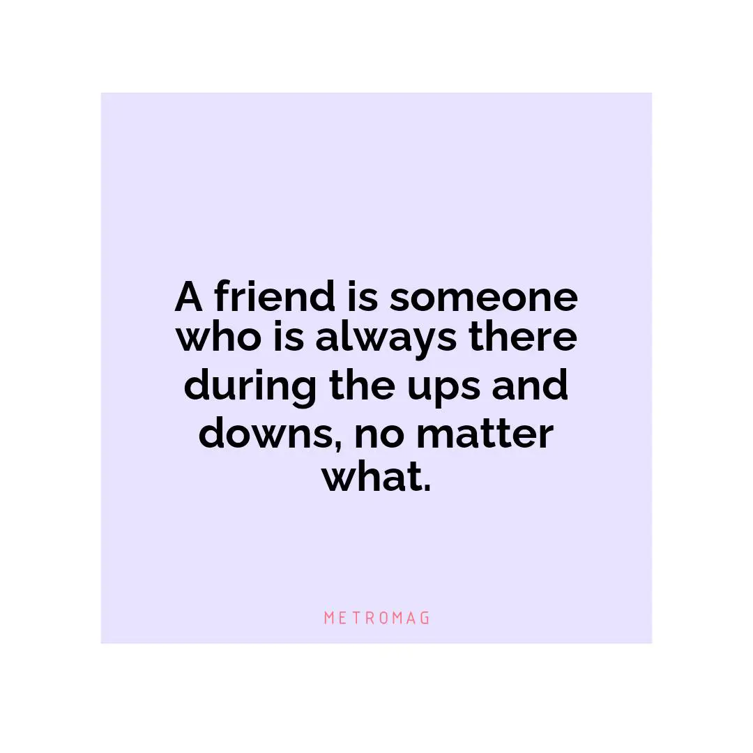 A friend is someone who is always there during the ups and downs, no matter what.