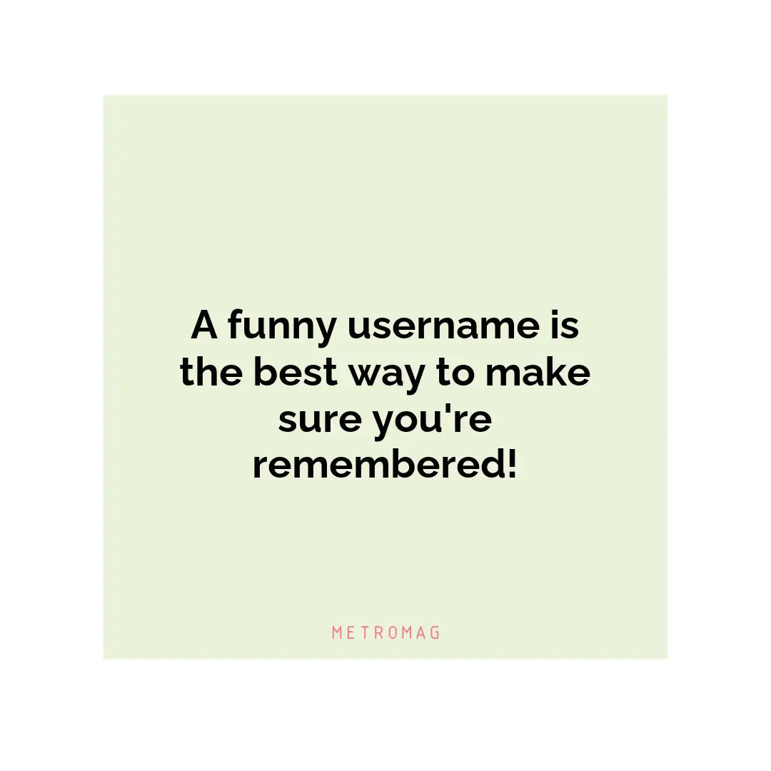 A funny username is the best way to make sure you're remembered!