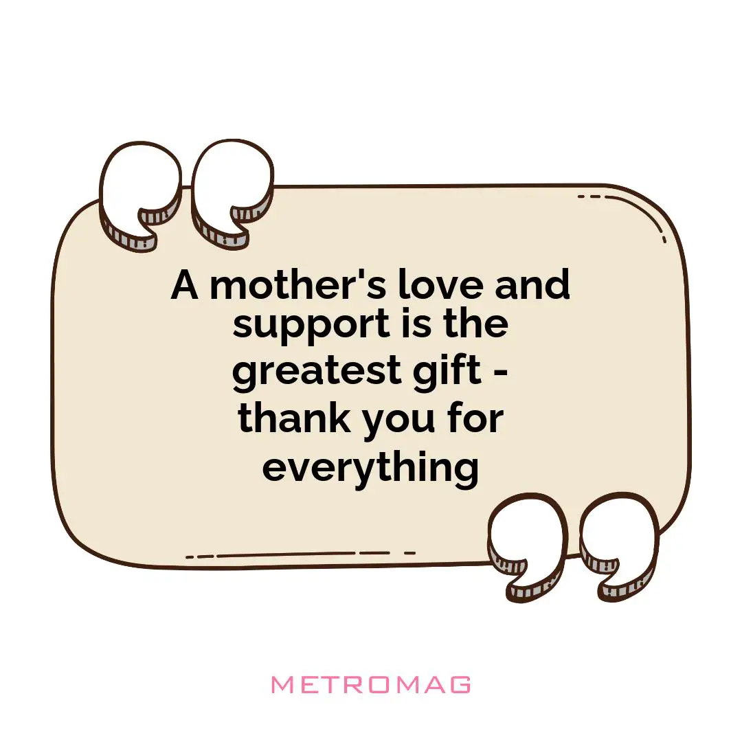 A mother's love and support is the greatest gift - thank you for everything