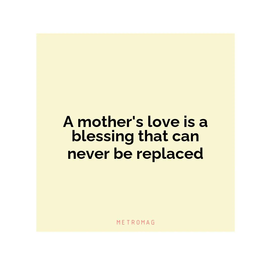 A mother's love is a blessing that can never be replaced