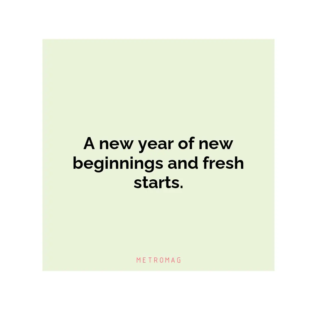 A new year of new beginnings and fresh starts.