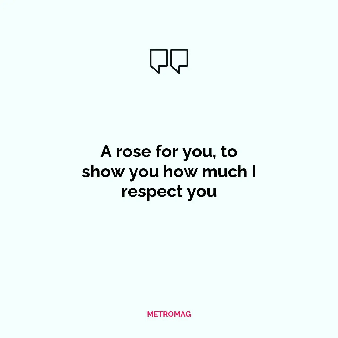 A rose for you, to show you how much I respect you