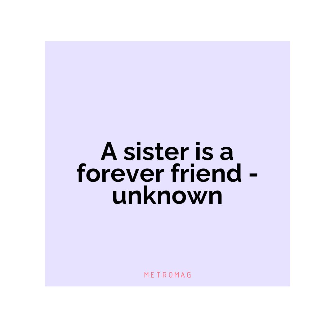 A sister is a forever friend - unknown
