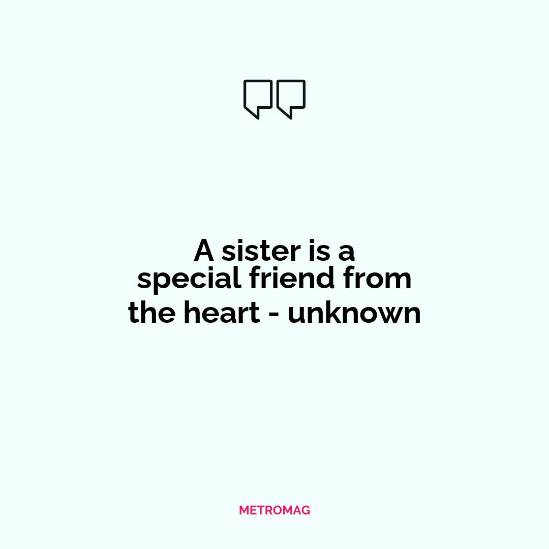 A sister is a special friend from the heart - unknown