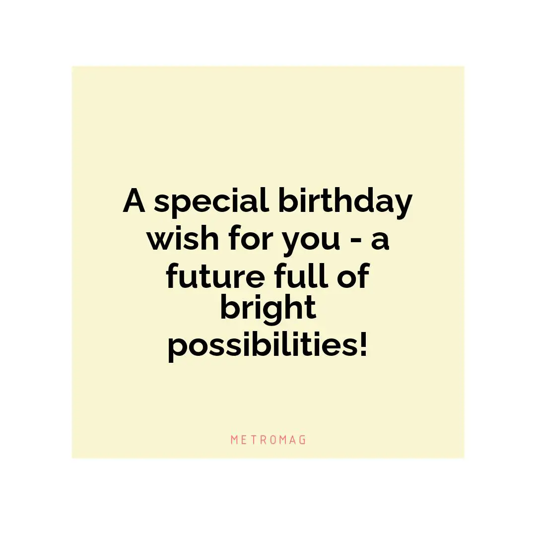 A special birthday wish for you - a future full of bright possibilities!
