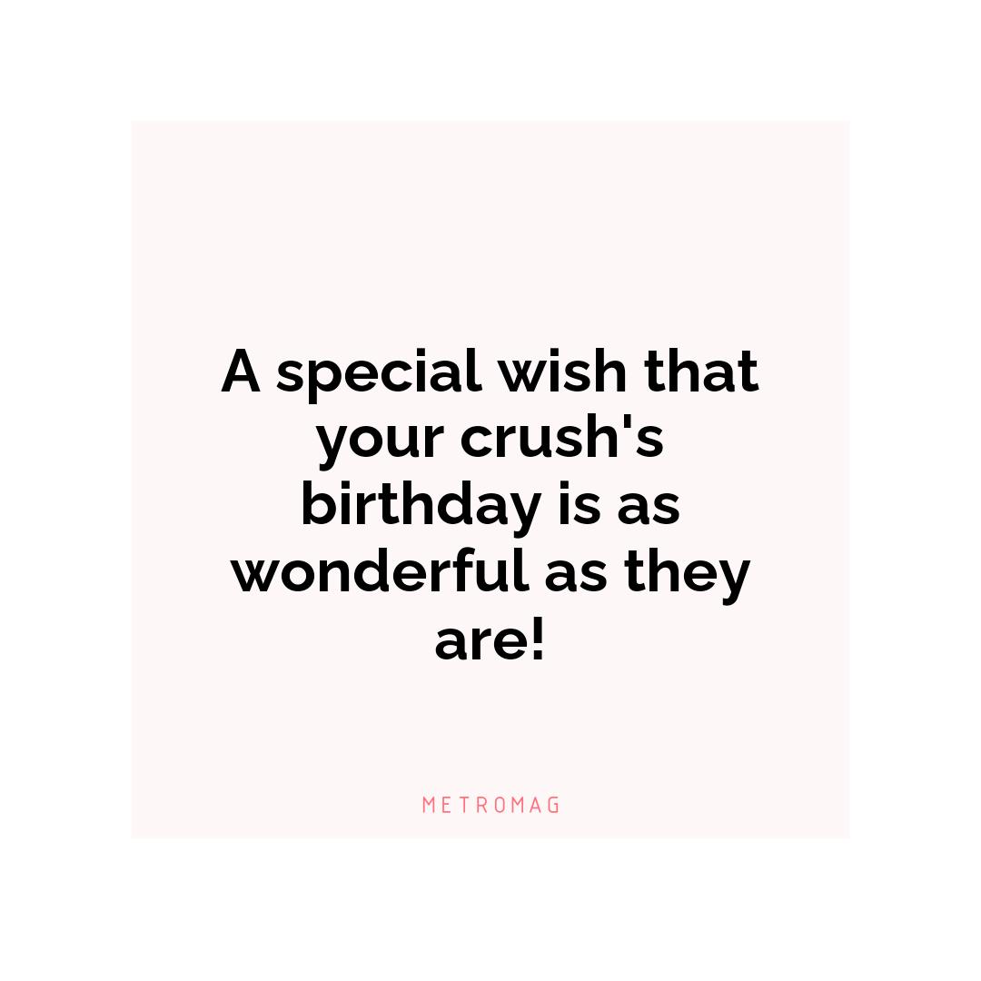 A special wish that your crush's birthday is as wonderful as they are!