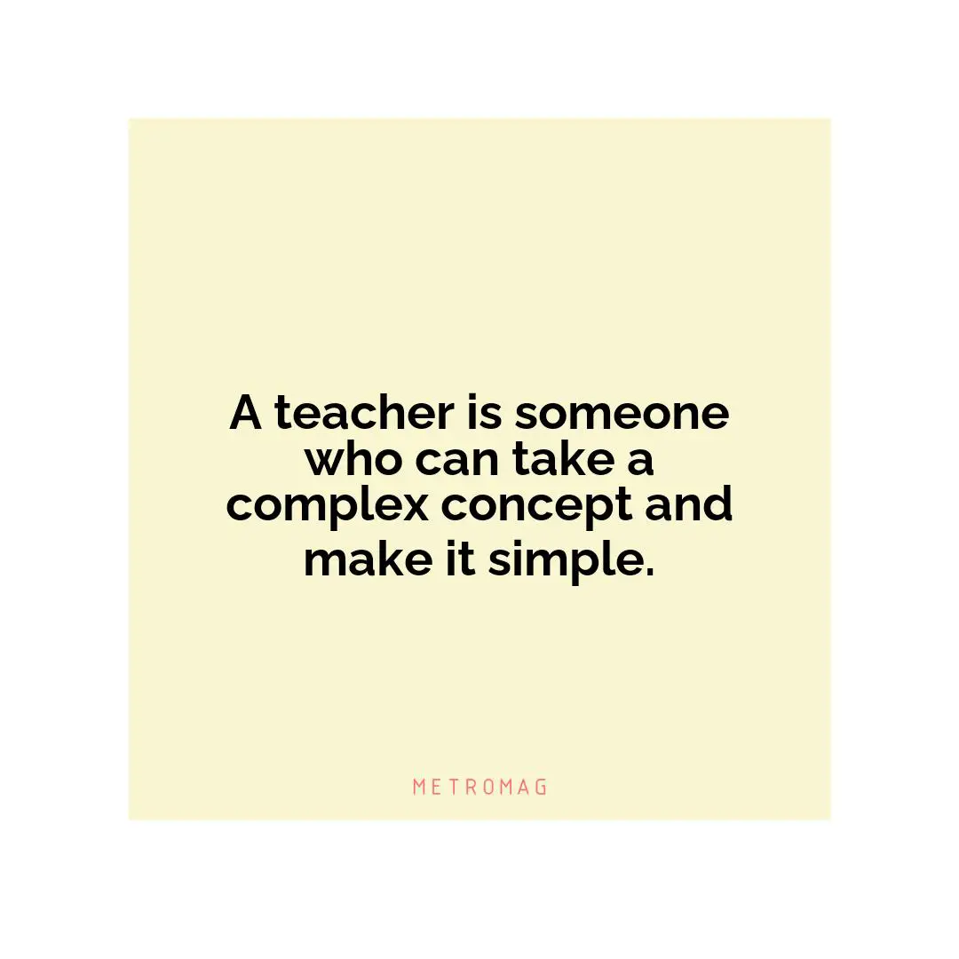 A teacher is someone who can take a complex concept and make it simple.