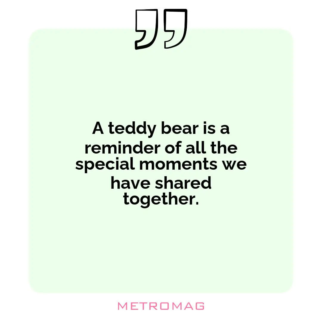 A teddy bear is a reminder of all the special moments we have shared together.