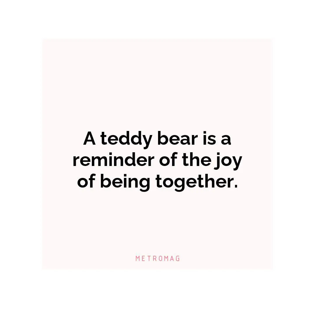 A teddy bear is a reminder of the joy of being together.