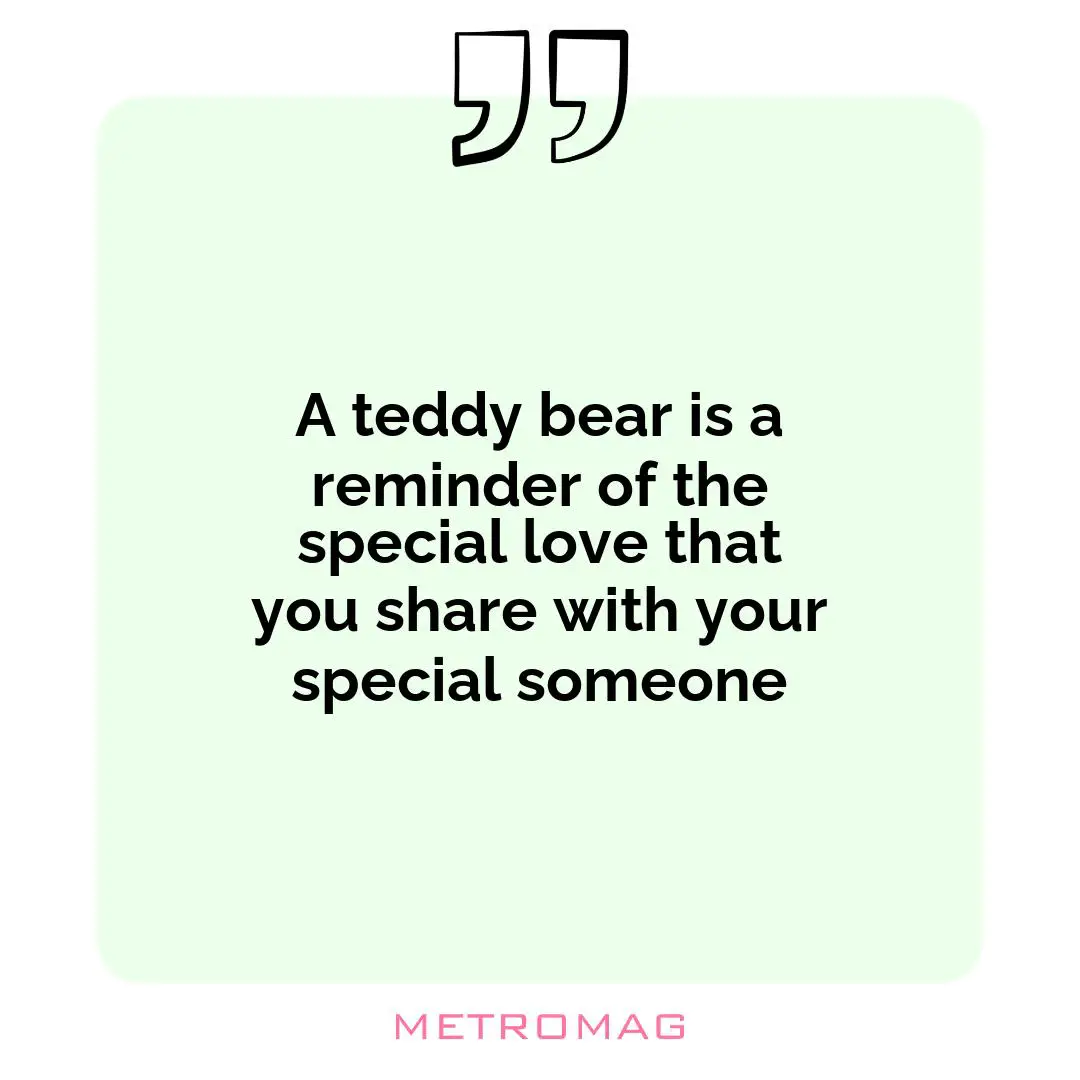 A teddy bear is a reminder of the special love that you share with your special someone