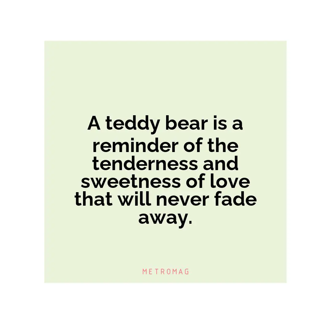 A teddy bear is a reminder of the tenderness and sweetness of love that will never fade away.