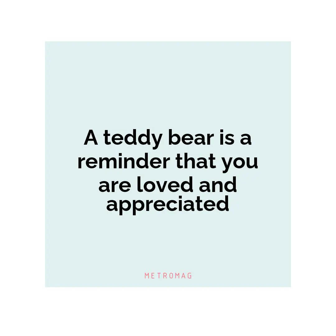 A teddy bear is a reminder that you are loved and appreciated