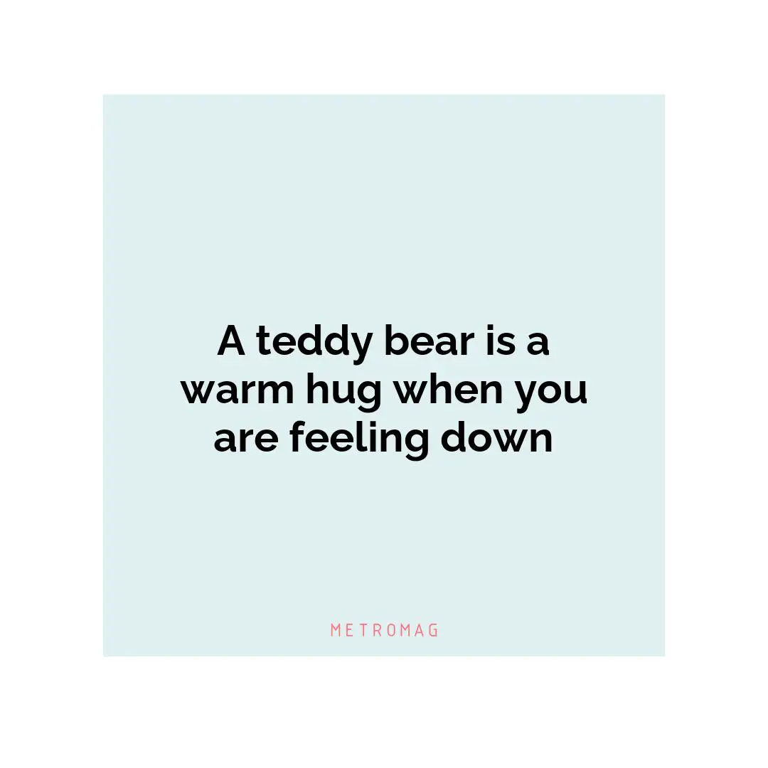 A teddy bear is a warm hug when you are feeling down