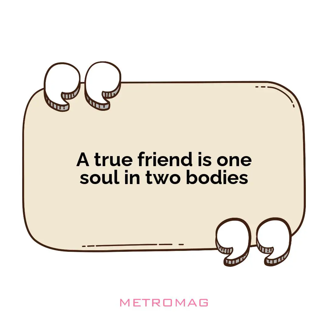 A true friend is one soul in two bodies