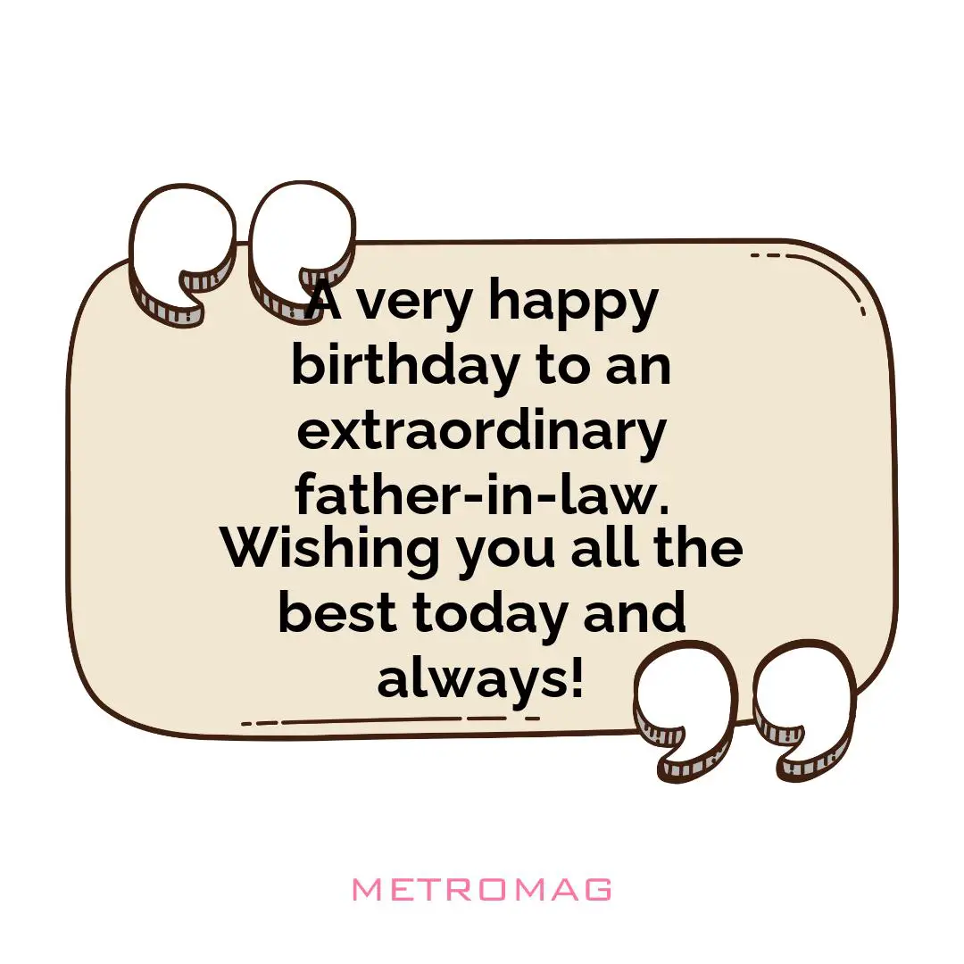 A very happy birthday to an extraordinary father-in-law. Wishing you all the best today and always!