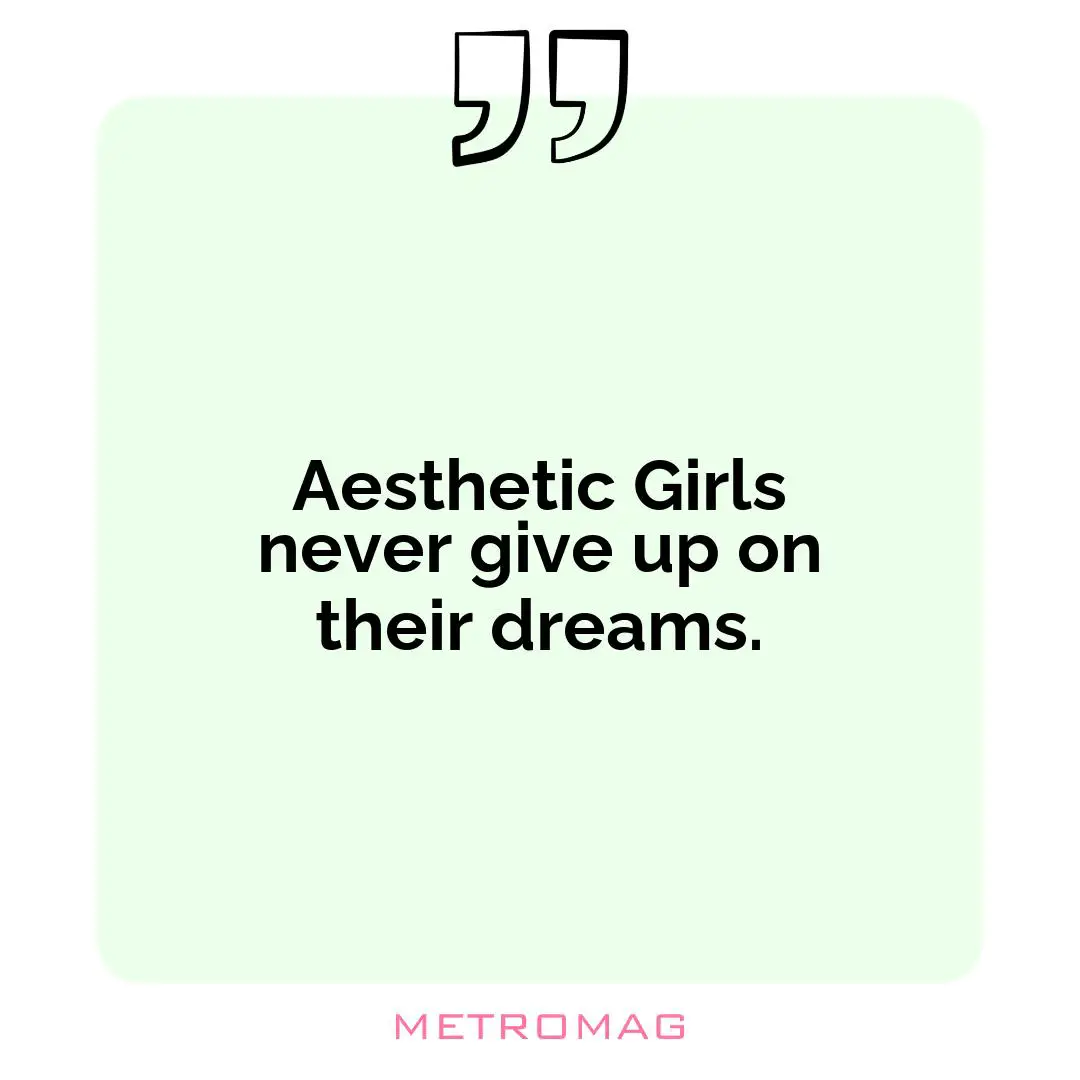 Aesthetic Girls never give up on their dreams.