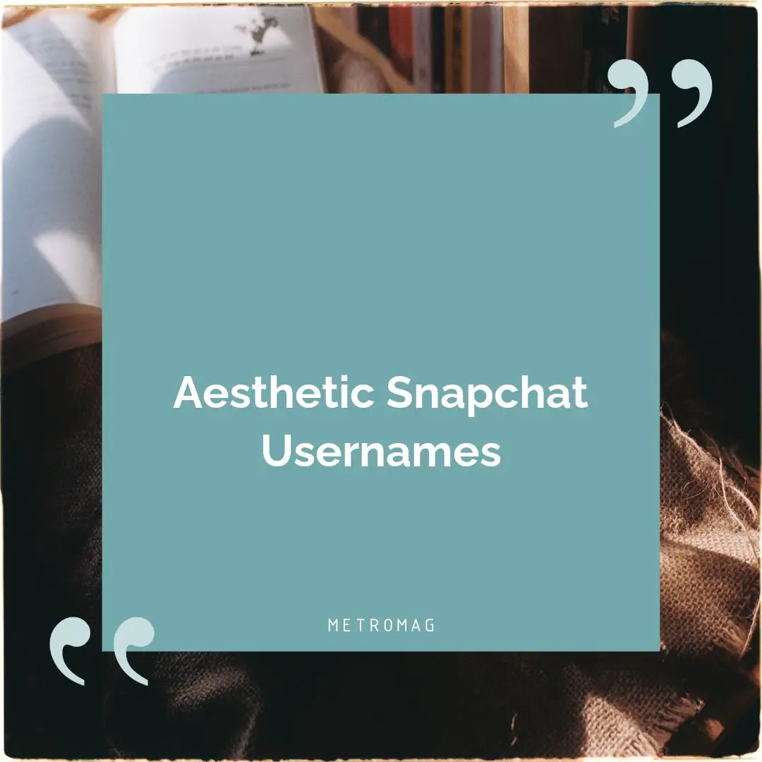 Aesthetic Snapchat Usernames