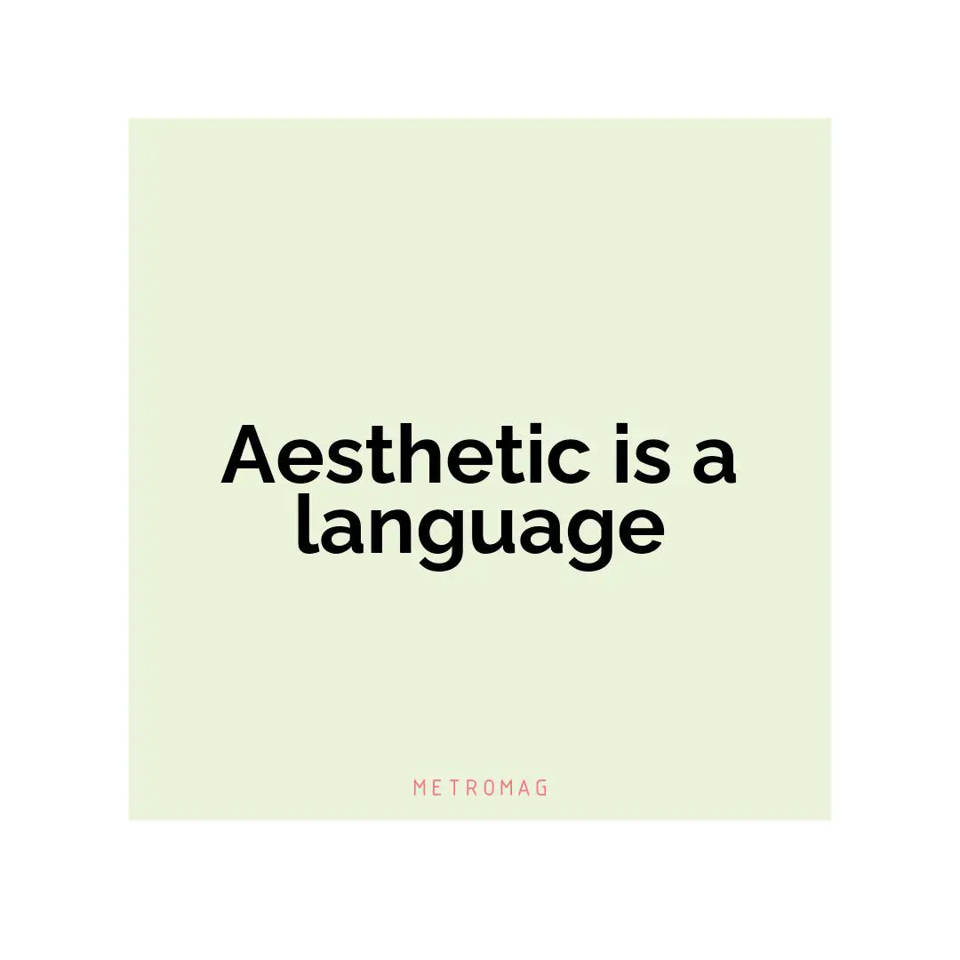 Aesthetic is a language