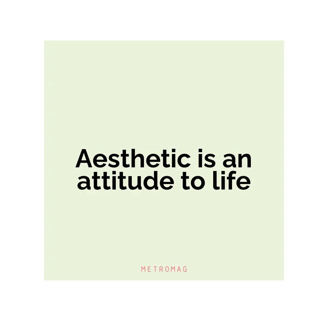 Aesthetic is an attitude to life