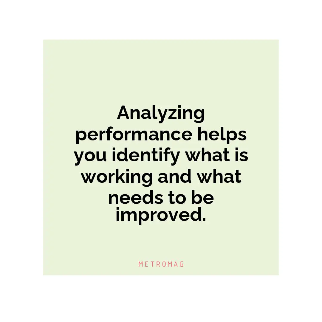 Analyzing performance helps you identify what is working and what needs to be improved.