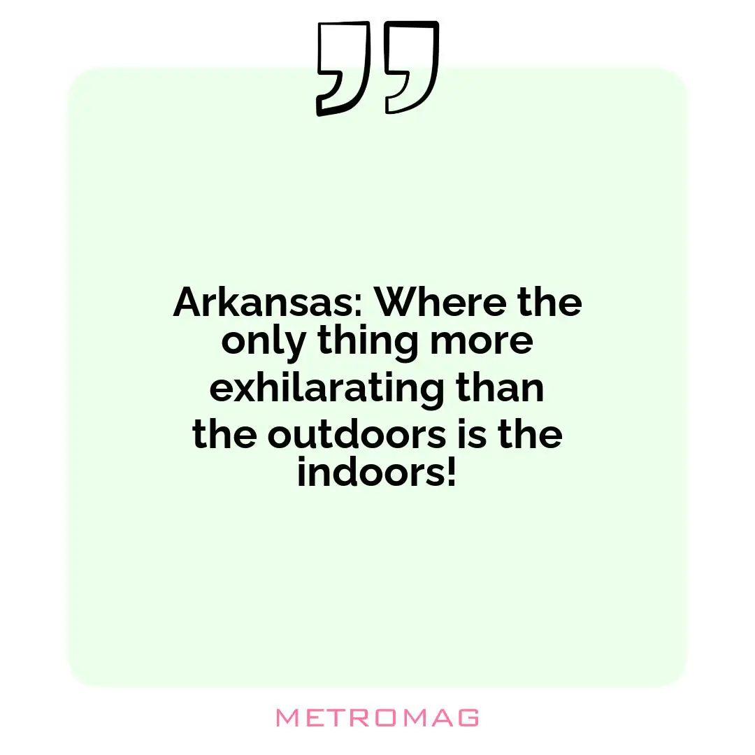 Arkansas: Where the only thing more exhilarating than the outdoors is the indoors!