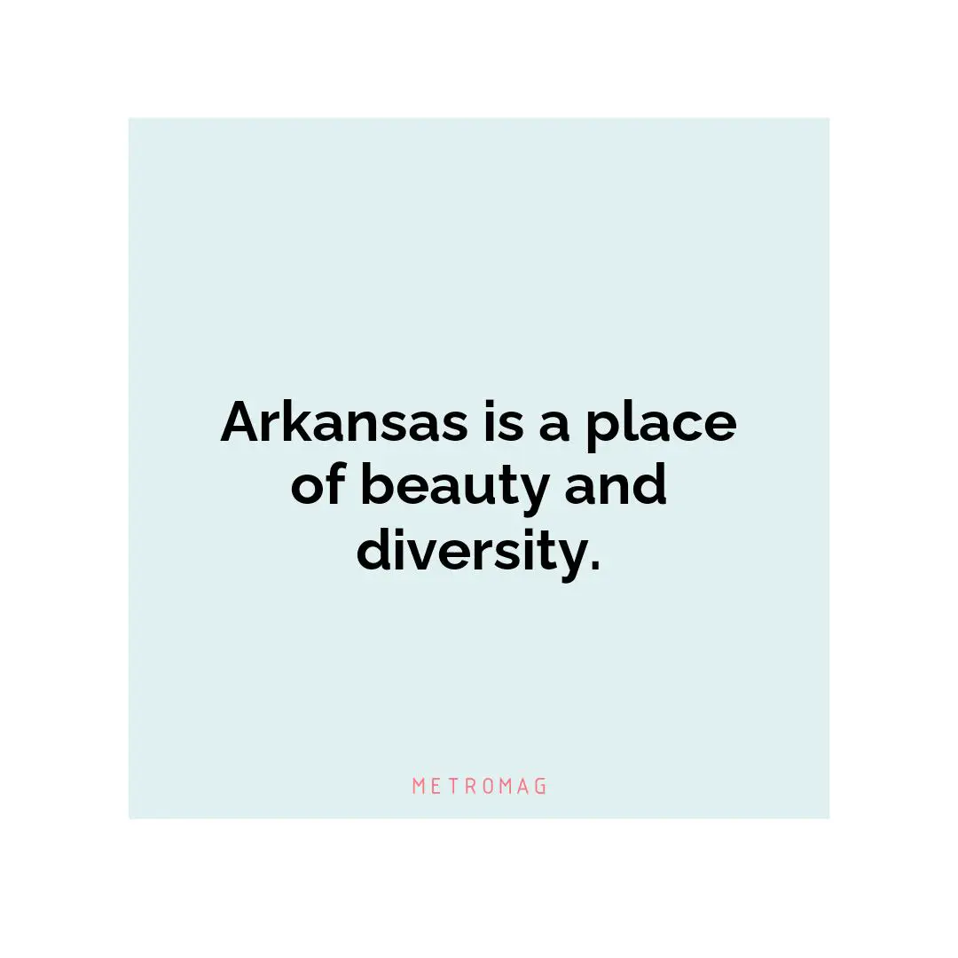 Arkansas is a place of beauty and diversity.